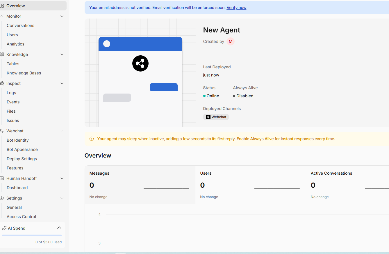 ai chatbot platform setup testing screen 2026