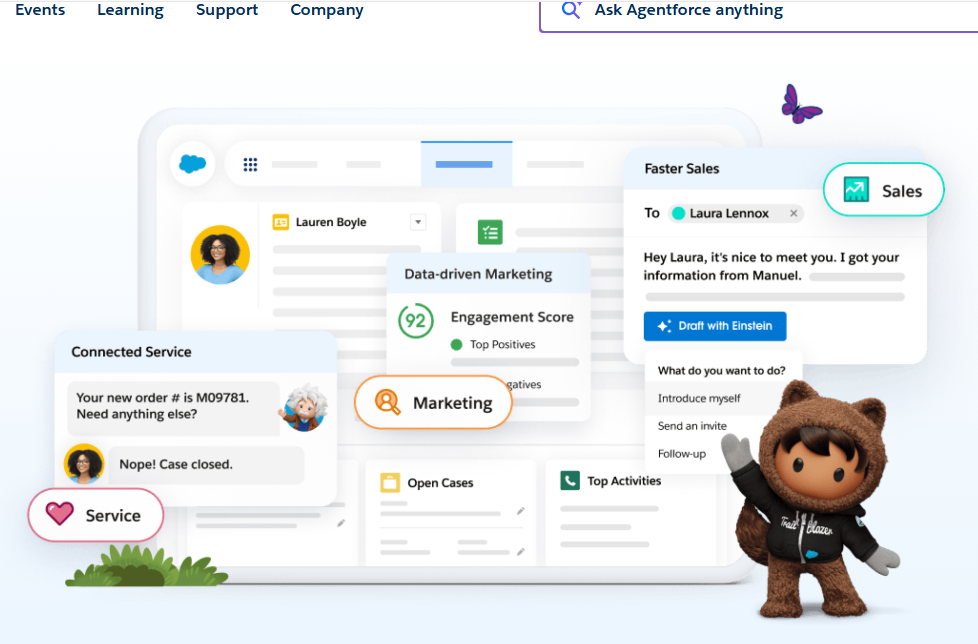 enterprise chatbot platforms salesforce einstein bots CRM integration