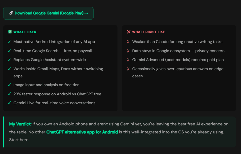 best ChatGPT alternative app for Android