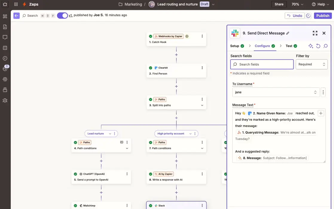 best free AI tools for small business owners - Zapier free automation connecting WordPress to social media for small business