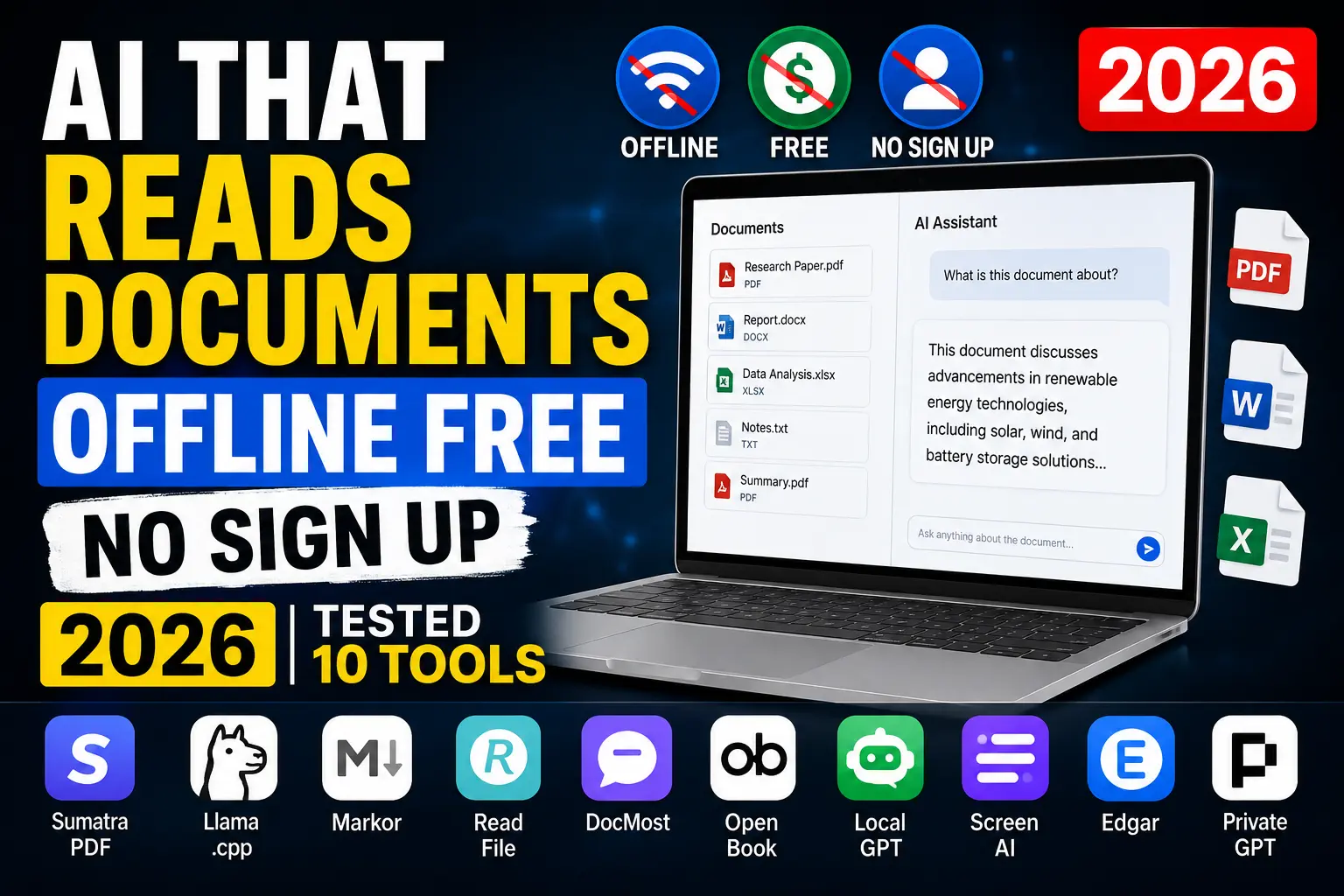 AI that reads documents offline free no sign up PDFgear desktop interface