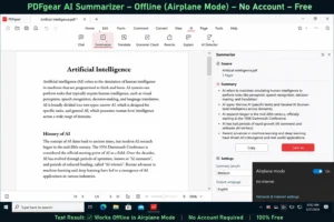 offline AI summariser PDF free no account