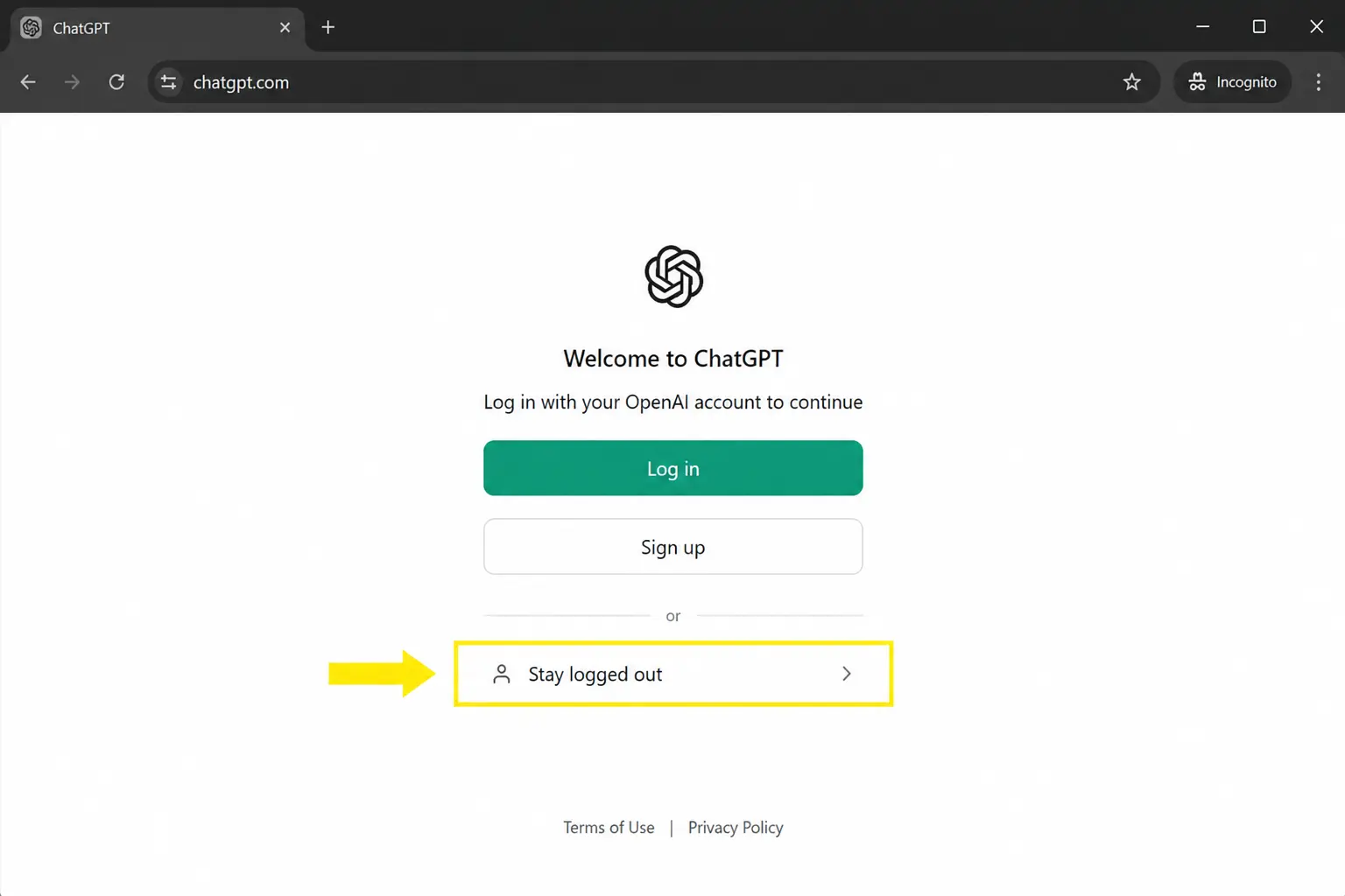 can you use ChatGPT for free without account 2026 stay logged out button on chatgpt.com