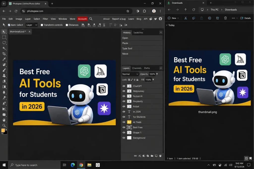 free Canva alternative no watermark no account 2026