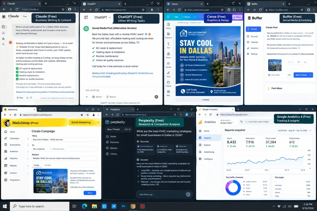 free AI tools for small business marketing USA 2026